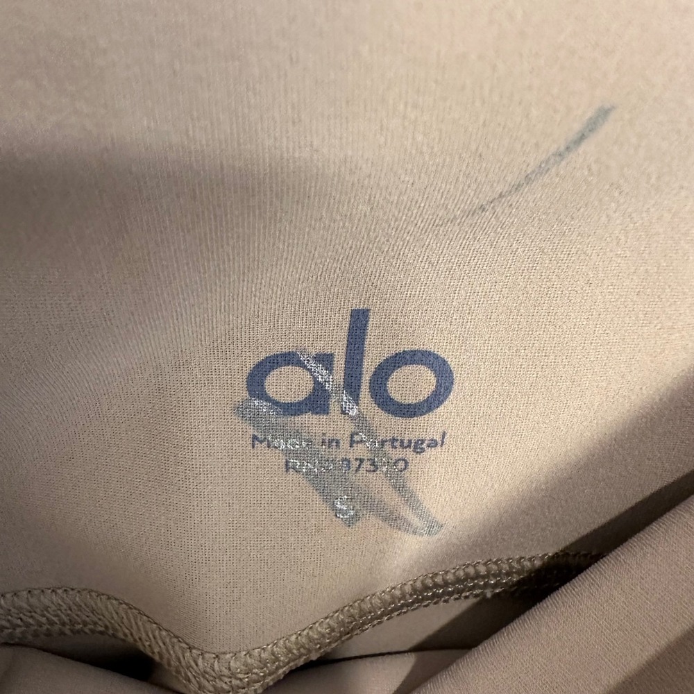 Alo Yoga Ripped Warrior Leggings S Gravel Tan High‎ Waist Laser Cut Athleisure - Picture 8 of 8
